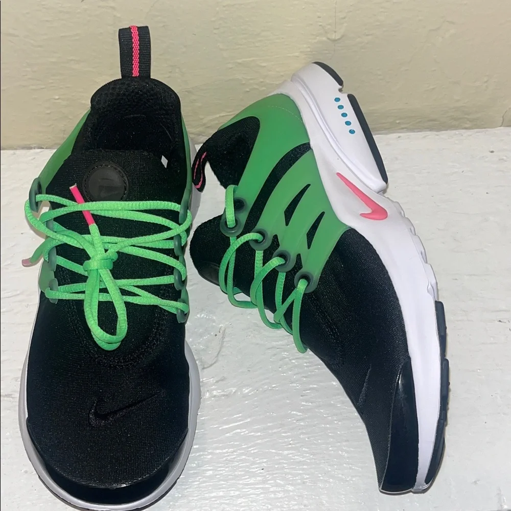 Nike Air Presto Black Hyper Pink Green Kids Running Shoes